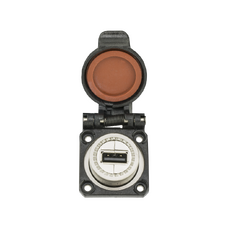 USB RECEPTICLE, WITH SELF CLOSING CAP, NICKEL PLAT ED SHELLAND METALIZED INSERTS